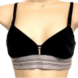 LIVELY The All Day Black Bralette with White Stripe Band Womens Small
